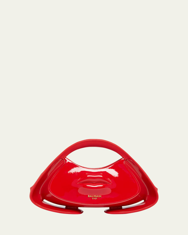 Jolie Madame Small Lips Top-Handle Bag in Patent Faux Leather